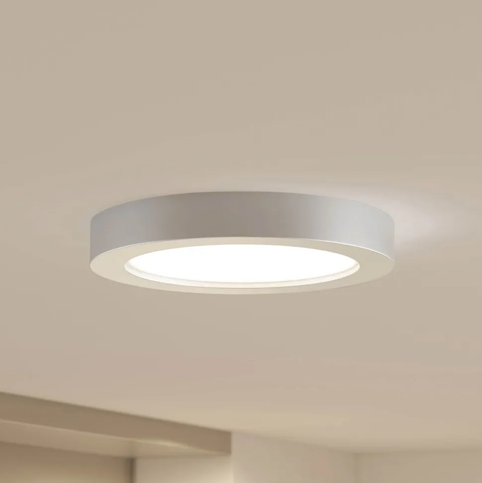 Prios LED-loftlampe Edwina, sølv, 25 cm, sæt med 10 stk