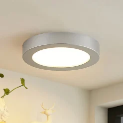 Prios LED-loftlampe Edwina, sølv, 23 cm, sæt med 2 stk