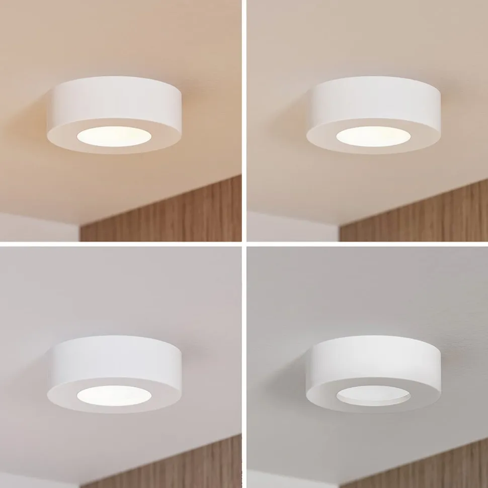 Prios LED-loftlampe Edwina, hvid, 12 cm, CCT, IP44