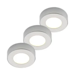 Prios LED-loftlampe Edwina, sølv, 12 cm, sæt med 3 stk