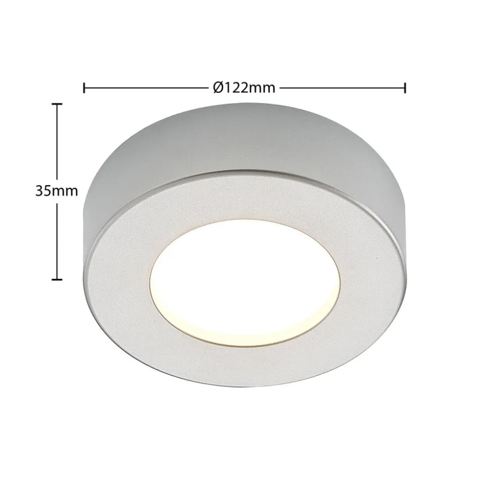 Prios LED-loftlampe Edwina, sølv, 12 cm, sæt med 3 stk