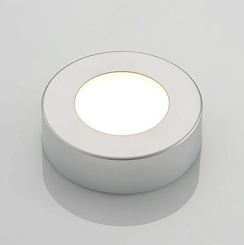 Prios LED-loftlampe Edwina, sølv, 12 cm, sæt med 3 stk