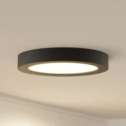 Prios LED-loftlampe Edwina, sort, 25 cm, CCT, IP44