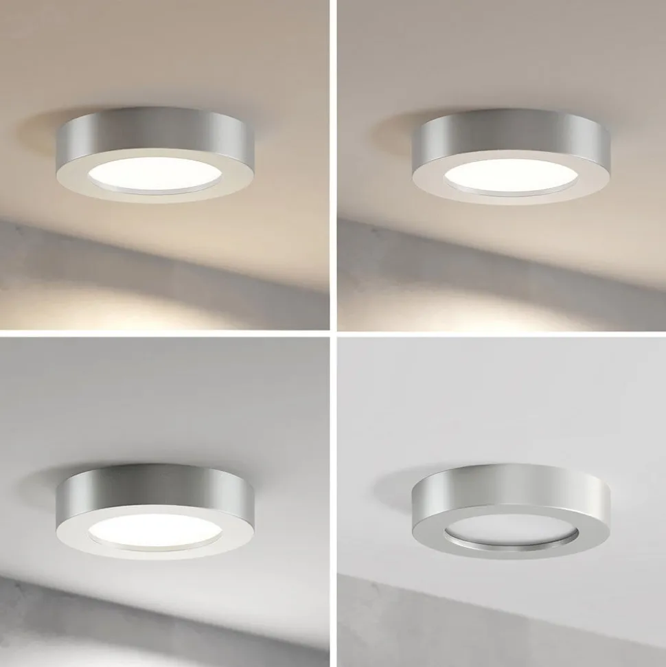 Prios LED-loftlampe Edwina, sølv, 18 cm, sæt med 10 stk