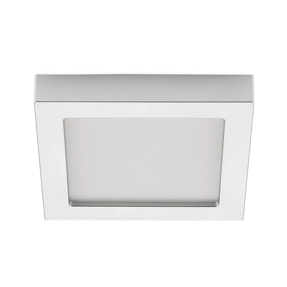 Prios LED-loftslampe Alette, sølv, 22,7 cm, 18W, dæmpbar