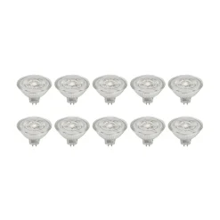 Prios LED-reflektor GU5.3 4.3W 345lm 36° klar 830 sæt med 10 stk