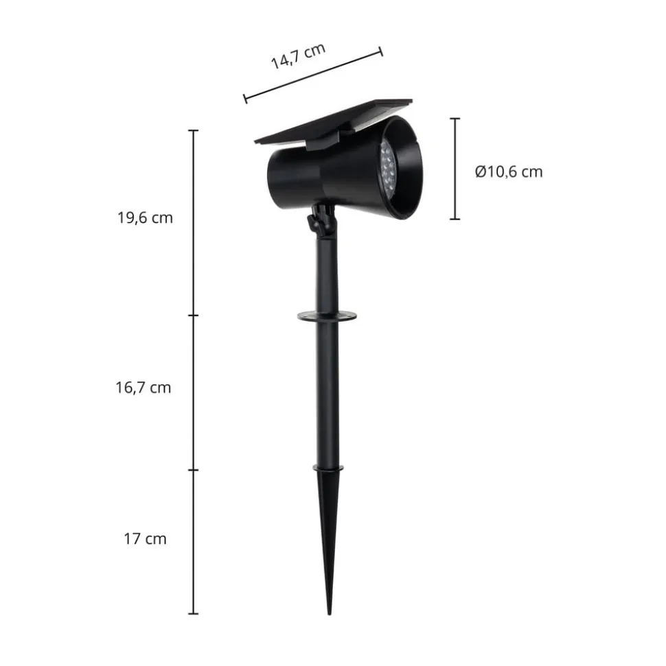 Prios LED-solspot Birko, højde 56 cm, sort, jordspyd