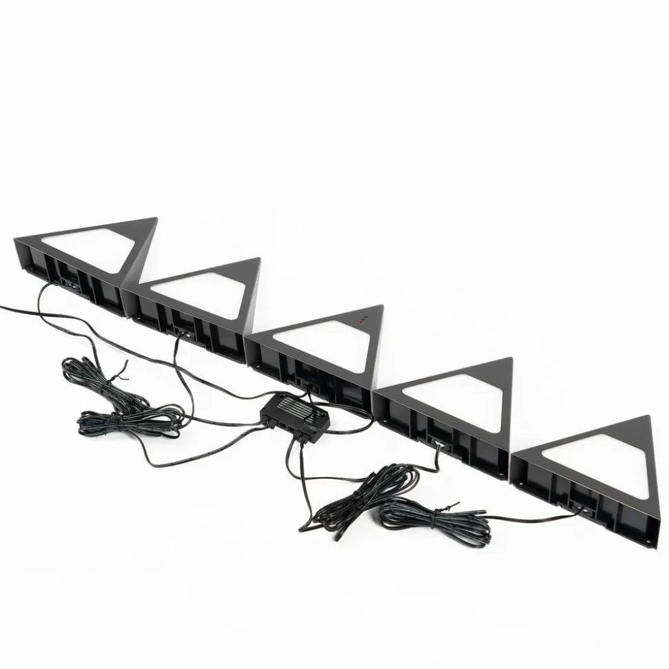 Prios Odia LED-underskabsbelysning, sort, sæt med 5 stk
