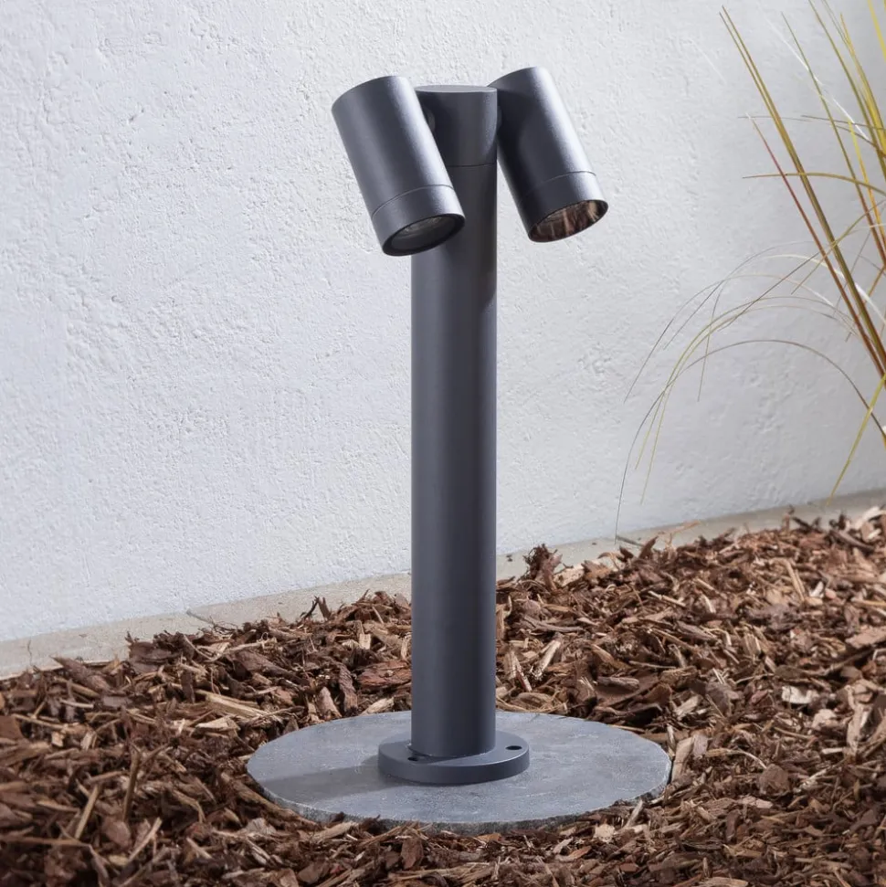 Prios Tulimar sokkellampe, 45 cm, antracit, 2 lyskilder, aluminium