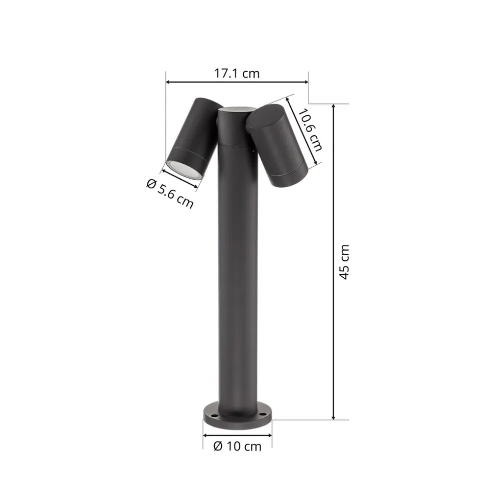 Prios Tulimar sokkellampe, 45 cm, antracit, 2 lyskilder, aluminium