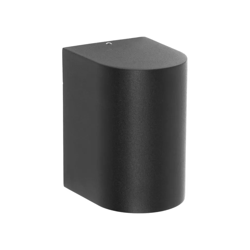 Prios udendørs væglampe Tetje, sort, rund, 10 cm
