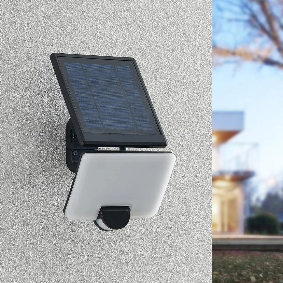 Prios Yahir LED-solcellevægspot, sensor, sort