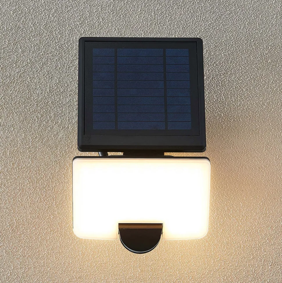 Prios Yahir LED-solcellevægspot, sensor, sort