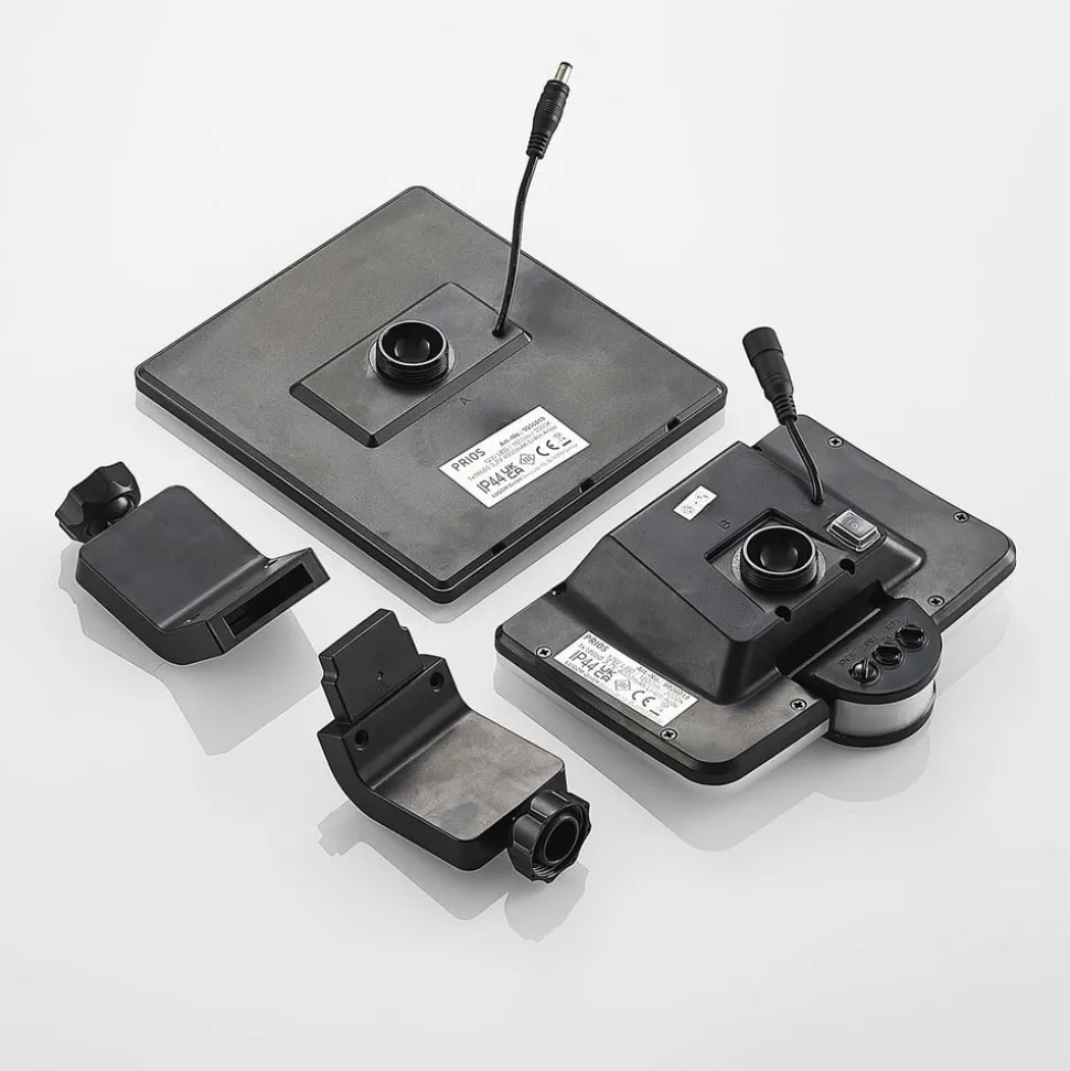 Prios Yahir LED-solcellevægspot, sensor, sort
