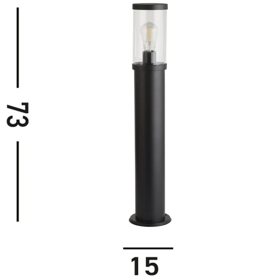 Pullert, IP44, sort, højde 73 cm, metal