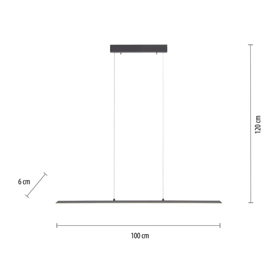 PURE LED hængelampe Lite, antracit, 100 cm, CCT, dæmpbar