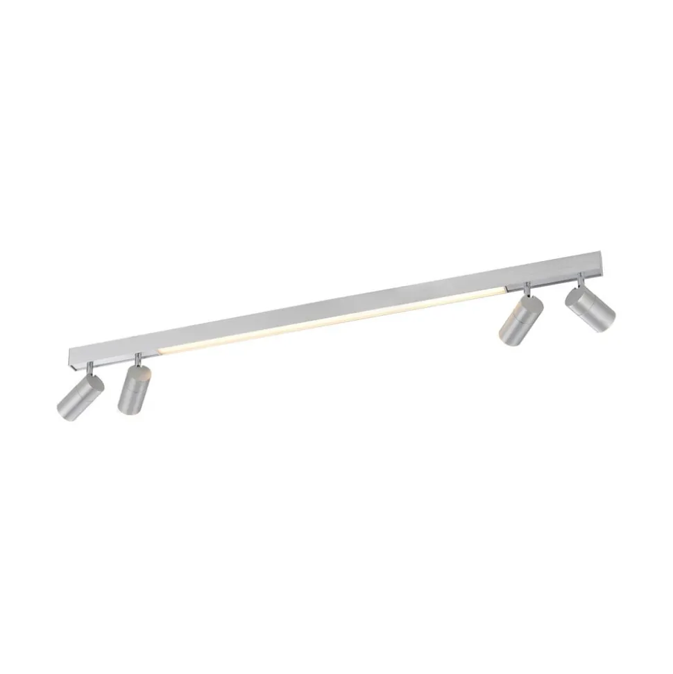 PURE LED-loftlampe Lines, 120 cm, sølv, fjernbetjening