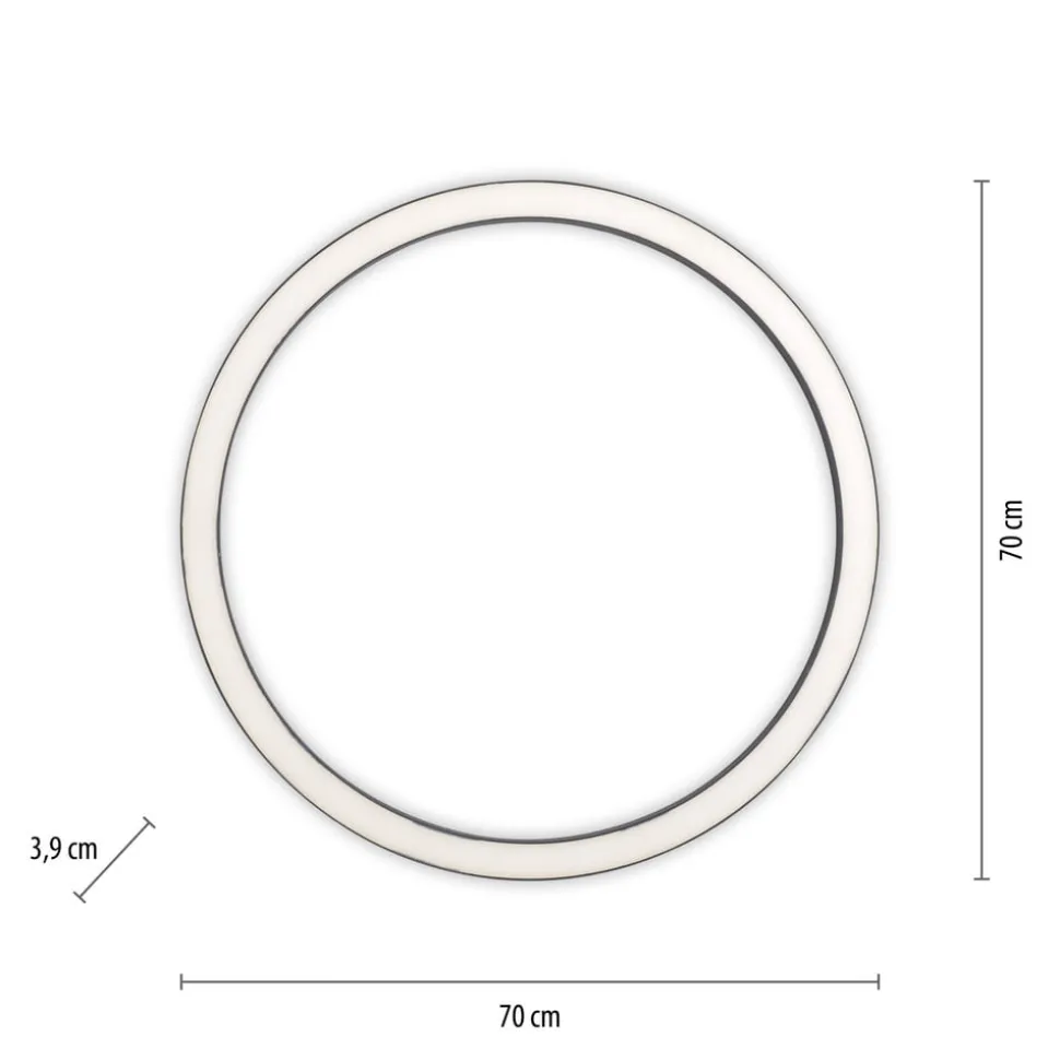 PURE LED-loftlampe Lines, Ø 70 cm, antracit, CCT, fjernbetjening