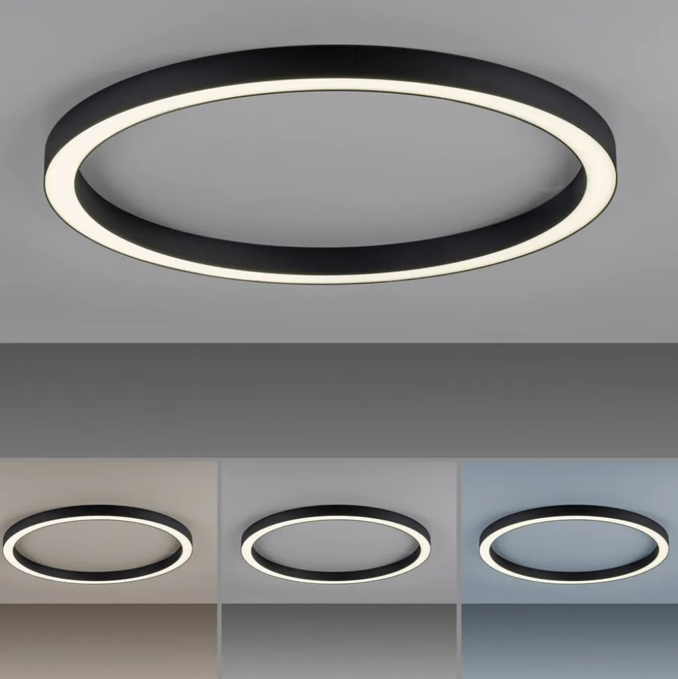 PURE LED-loftlampe Lines, Ø 70 cm, antracit, CCT, fjernbetjening