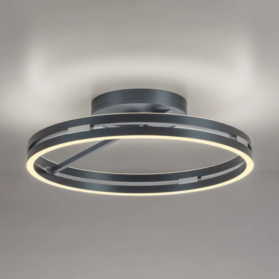 PURE LED-loftlampe Loop, grå, metal, Ø 60 cm, CCT