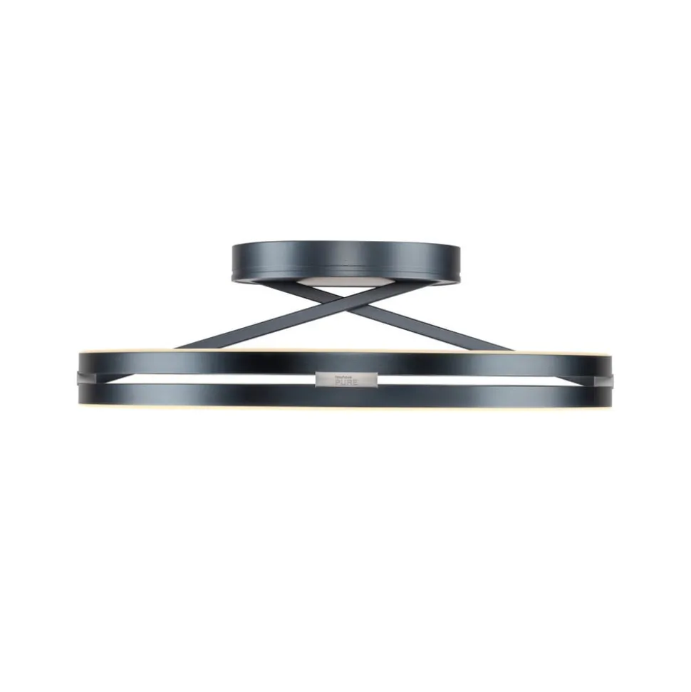 PURE LED-loftlampe Loop, grå, metal, Ø 60 cm, CCT