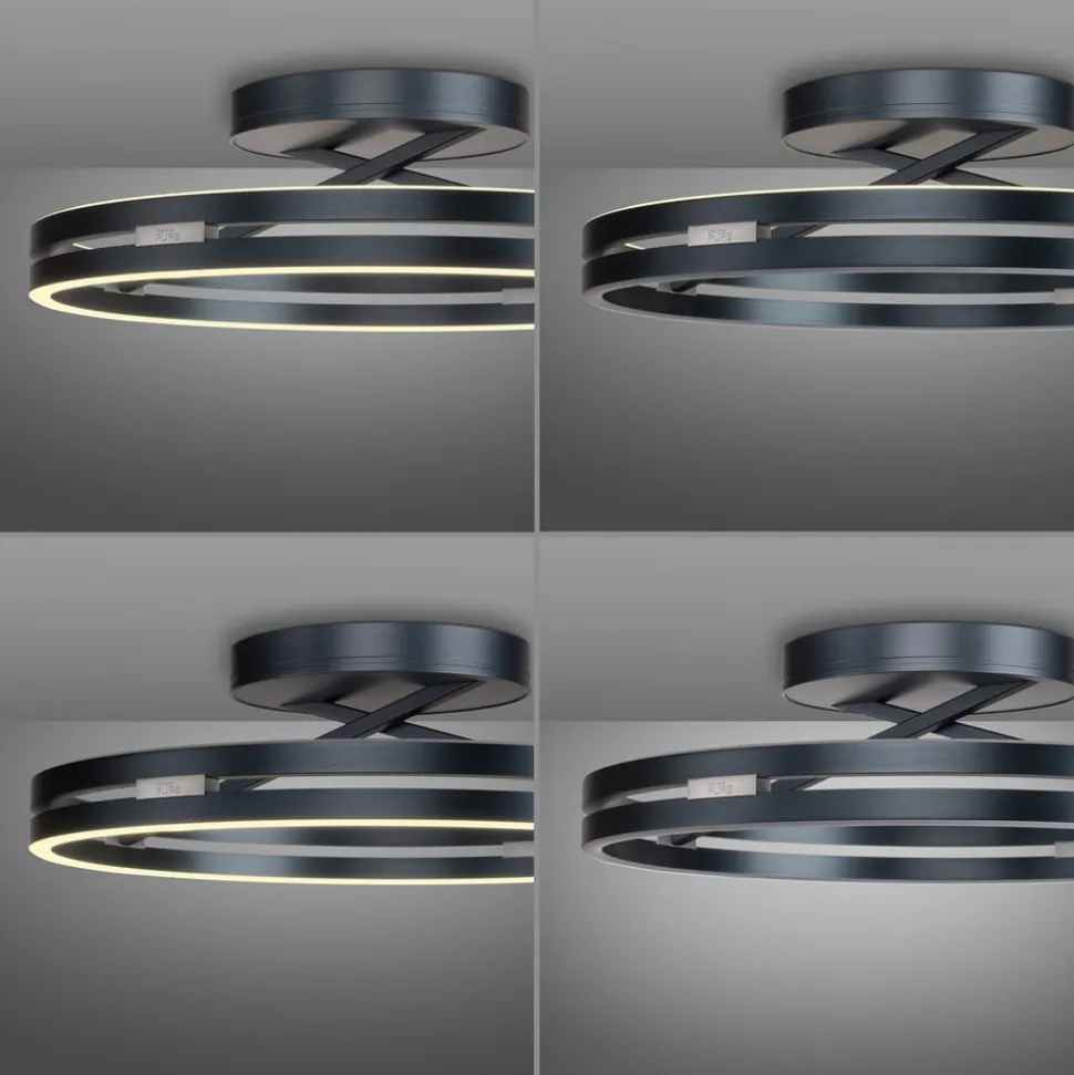 PURE LED-loftlampe Loop, grå, metal, Ø 60 cm, CCT