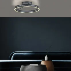 PURE LED-loftlampe Loop, grå, metal, Ø 60 cm, CCT