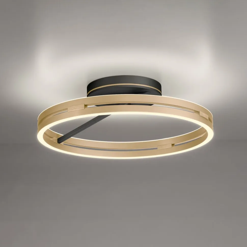 PURE LED-loftlampe Loop messing/sort metal Ø 60 cm CCT