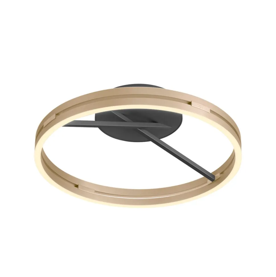 PURE LED-loftlampe Loop messing/sort metal Ø 60 cm CCT