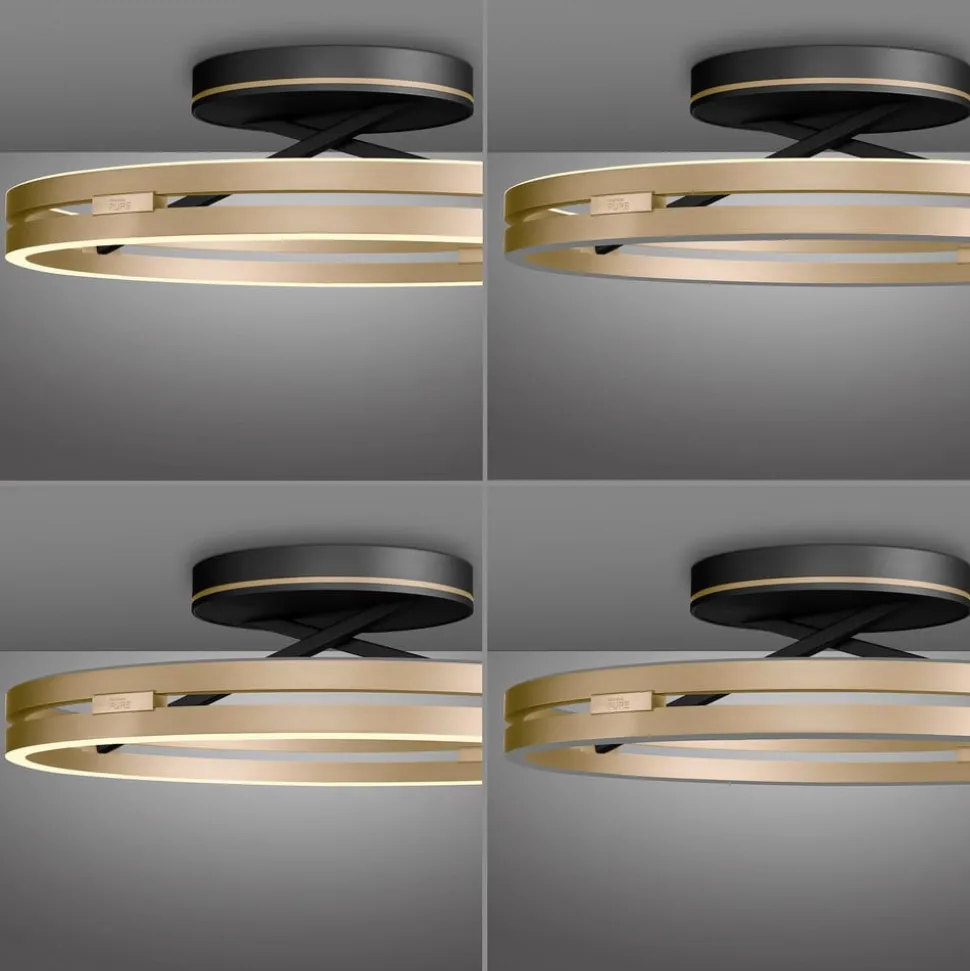 PURE LED-loftlampe Loop messing/sort metal Ø 60 cm CCT