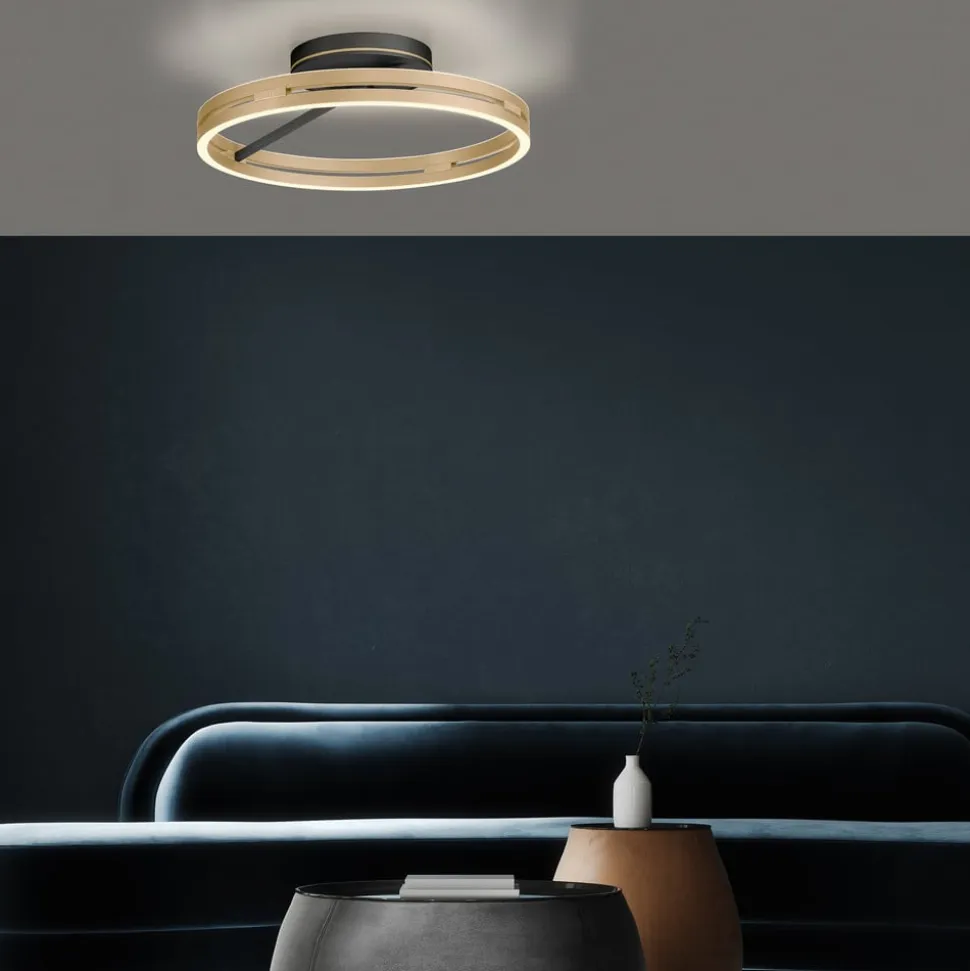PURE LED-loftlampe Loop messing/sort metal Ø 60 cm CCT