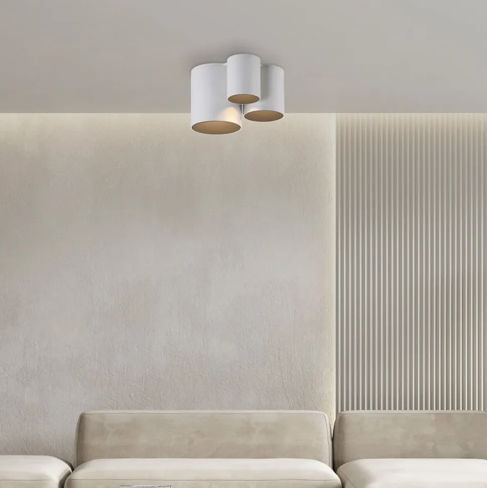 PURE LED-loftlampe til badeværelset Point, hvid, længde 18 cm, 3 lyskilder