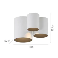 PURE LED-loftlampe til badeværelset Point, hvid, længde 18 cm, 3 lyskilder
