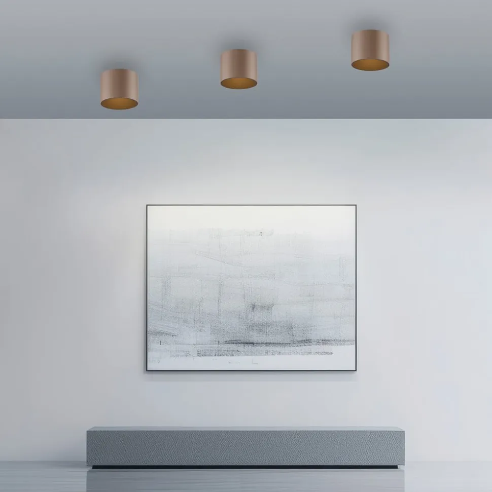 PURE LED-loftlampe til badeværelset Point, bronzefarvet, Ø 18 cm, IP44
