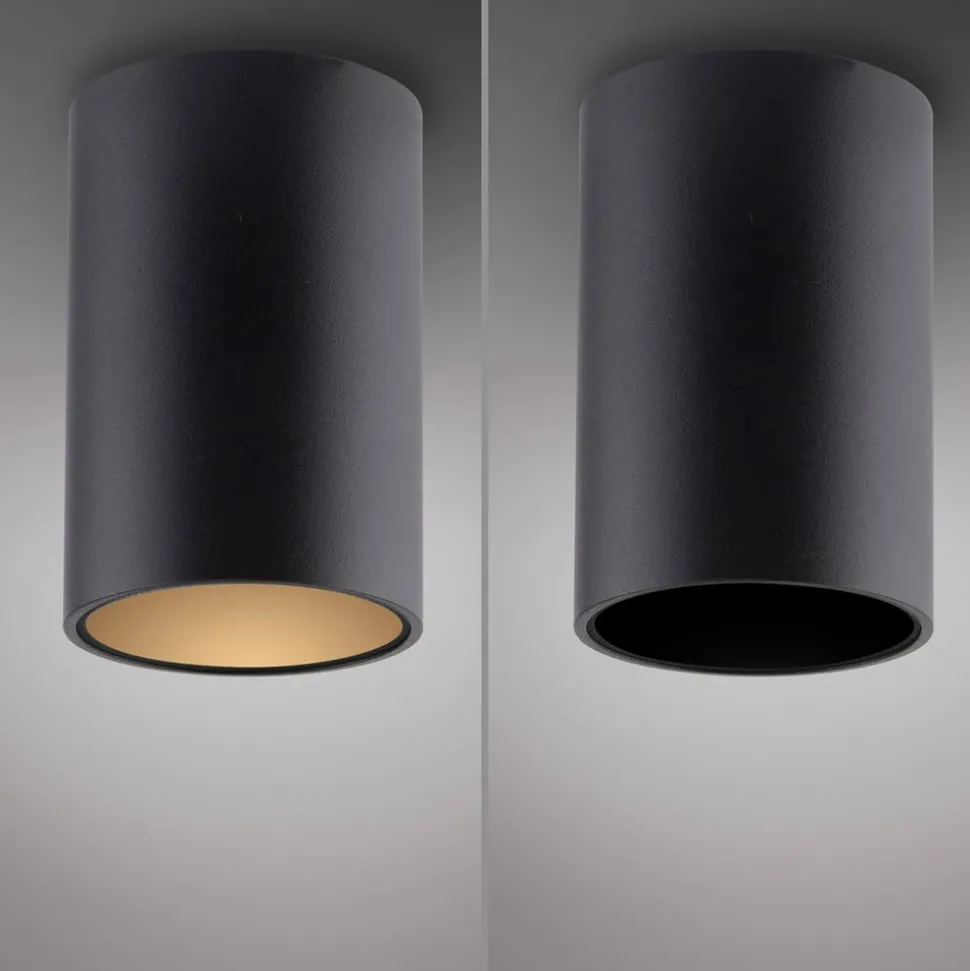 PURE LED-loftlampe til badeværelset Point, sort Ø 6 cm, metal, IP44