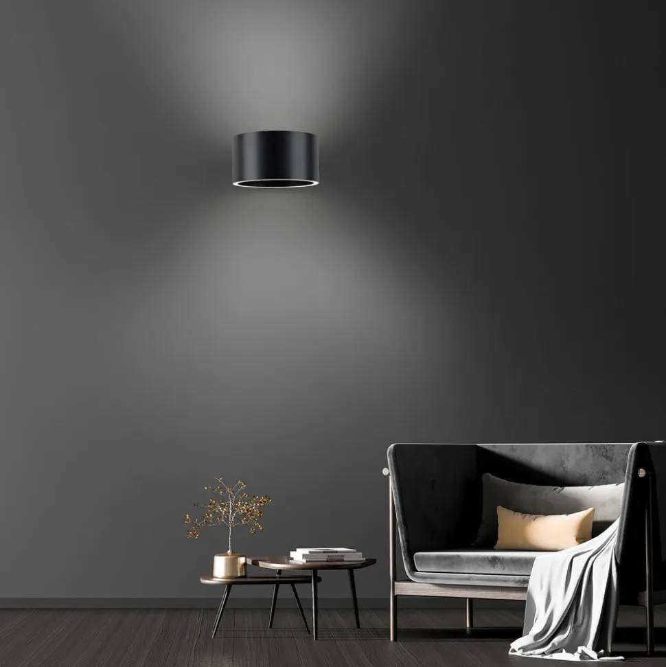 PURE LED-væglampe Clipse, grå, aluminium, Ø 15 cm