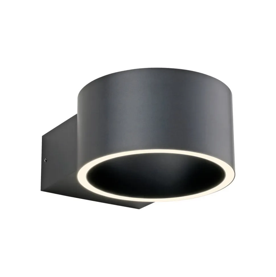 PURE LED-væglampe Clipse, grå, aluminium, Ø 15 cm