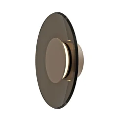 PURE LED-væglampe Moon, bronze, Ø 32 cm, glas/aluminium