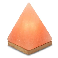 Pyramide saltlampe med sokkel, ravgul
