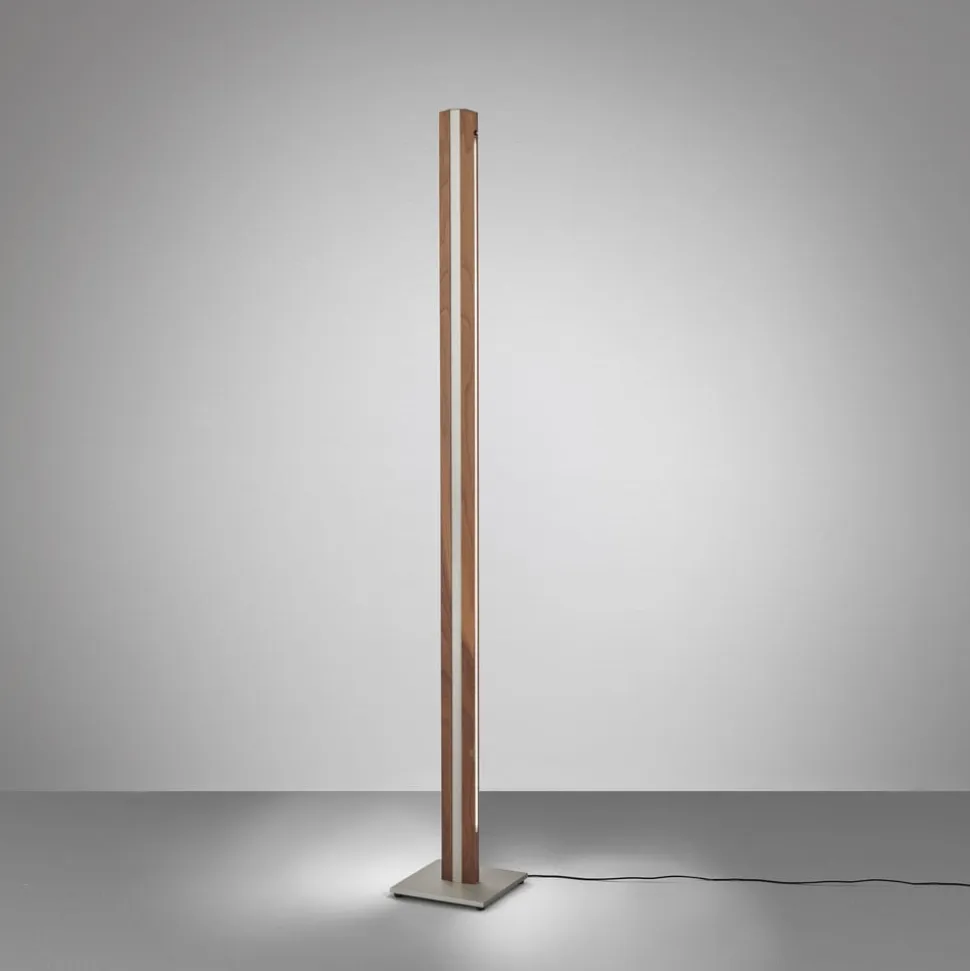 Quitani Elis LED-gulvlampe, valnød/nikkel