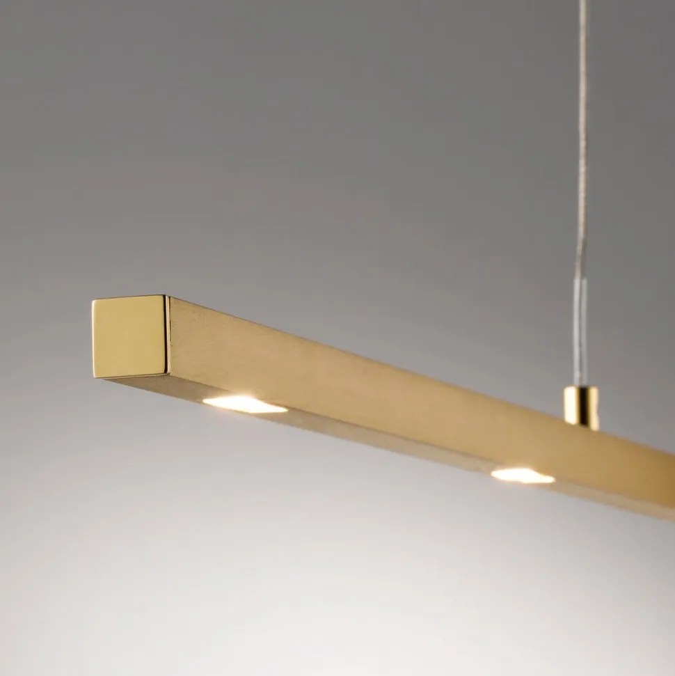 Quitani LED-pendellampe Tolu, længde 179 cm, messing