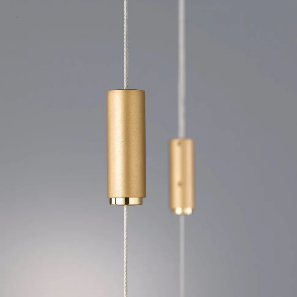Quitani LED-pendellampe Tolu, længde 179 cm, messing