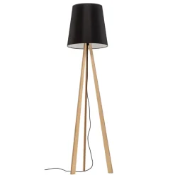 Quitani trebenet gulvlampe Jata, træchintz, sort
