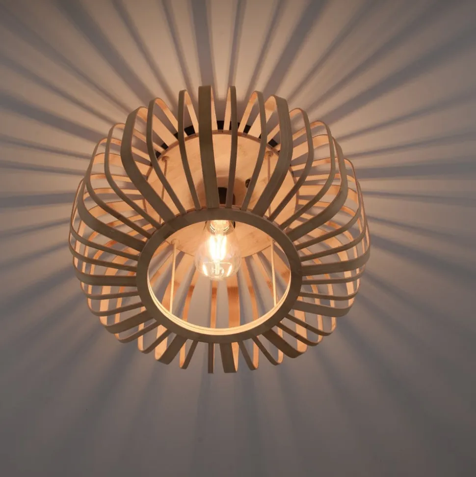 Racoon loftlampe af træ, tykke stivere, Ø 42cm