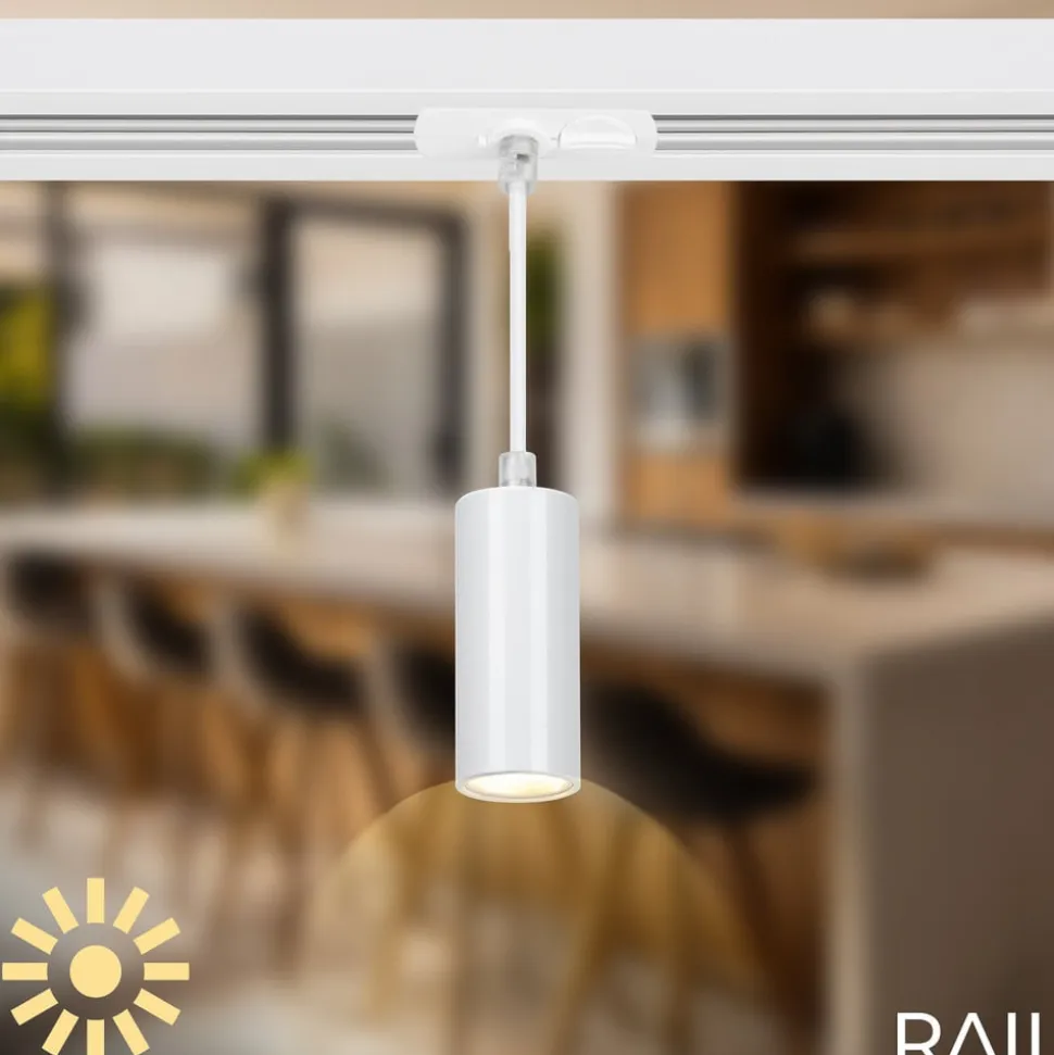 RAIL 230 V skinnesystem, hvid, 4 LED-pendler, længde 1,5 m