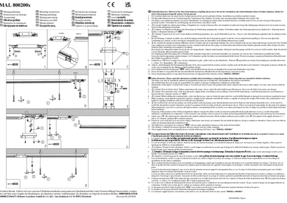 RAIL 230 V skinnesystem, hvid, 6 spots 2,25 m hjørnestik