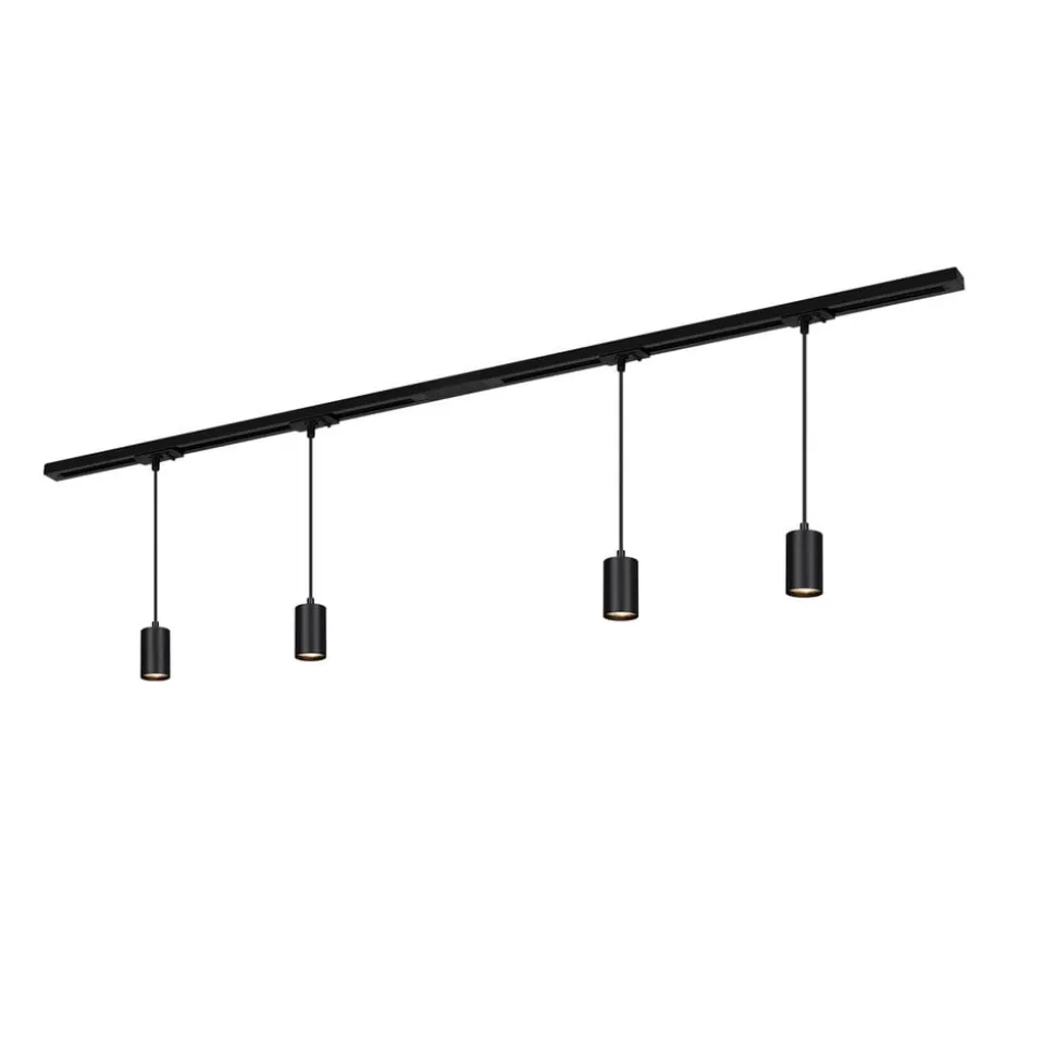 RAIL 230 V skinnesystem, sort, 4 ophæng, længde 1,5 m