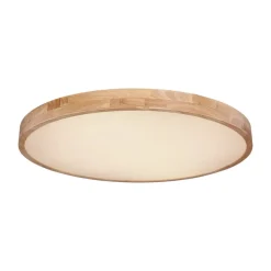 Rainer LED-loftlampe, Ø 80 cm, træ-effekt, metal, CCT