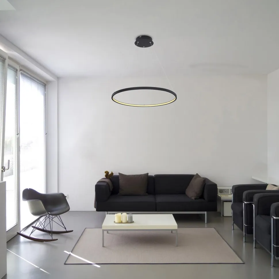 Ralph LED-hængelampe, 1 lyskilde, sort, Ø 60cm