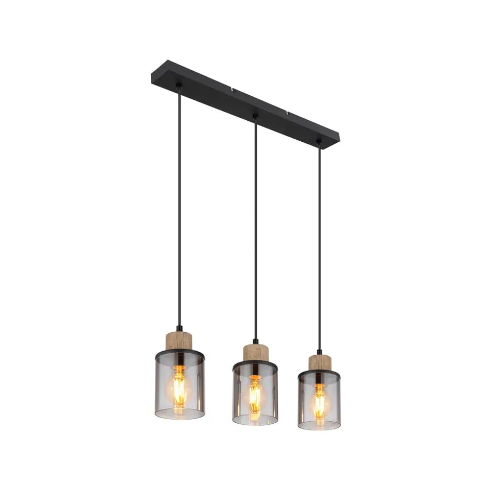 Reid pendellampe, 3 lyskilder, sort/røg